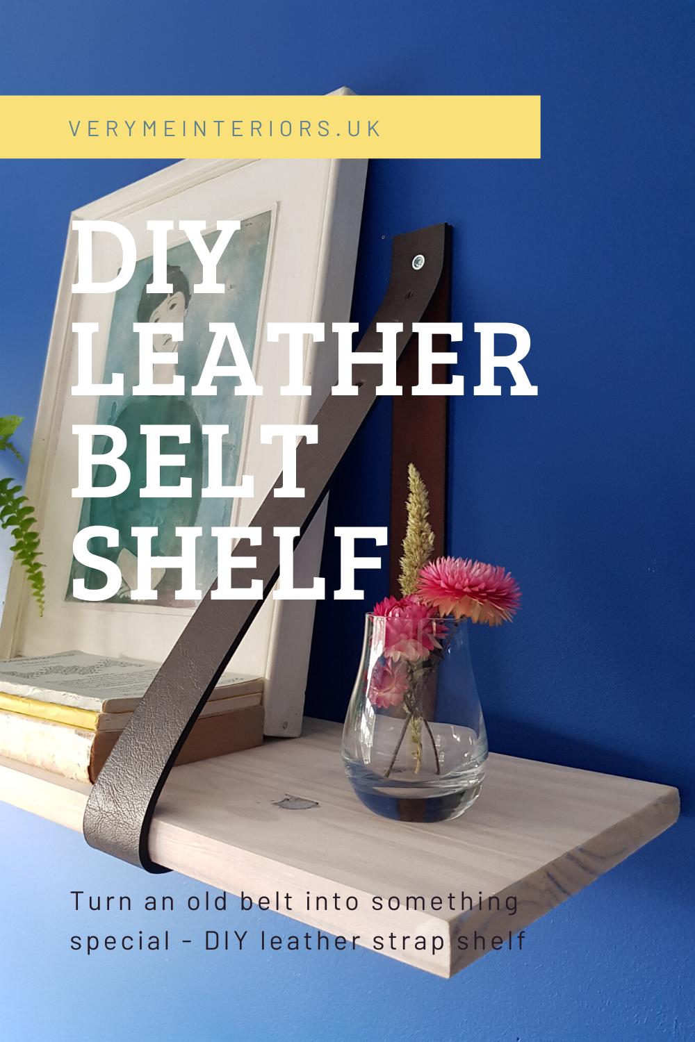 DIY leather belt shelf tutorial
